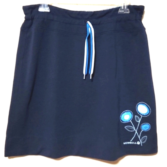 Merrell Blue Cotton Blend Floral Detail Blue Skirt Size Medium - Picture 1 of 8